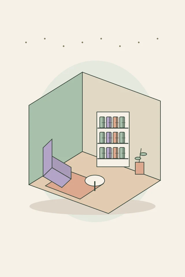 Original digital illustration: Cardboard Mini Room