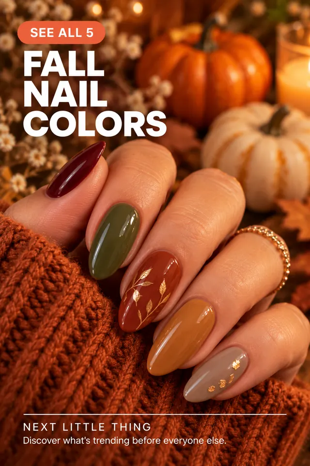 Fall nail colors in warm seasonal shades.