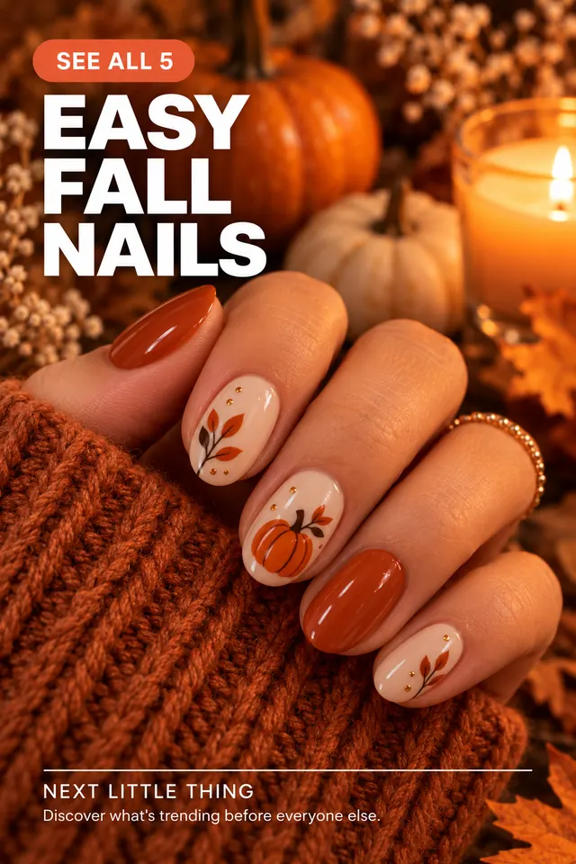 Simple orange and nude autumn nail art.